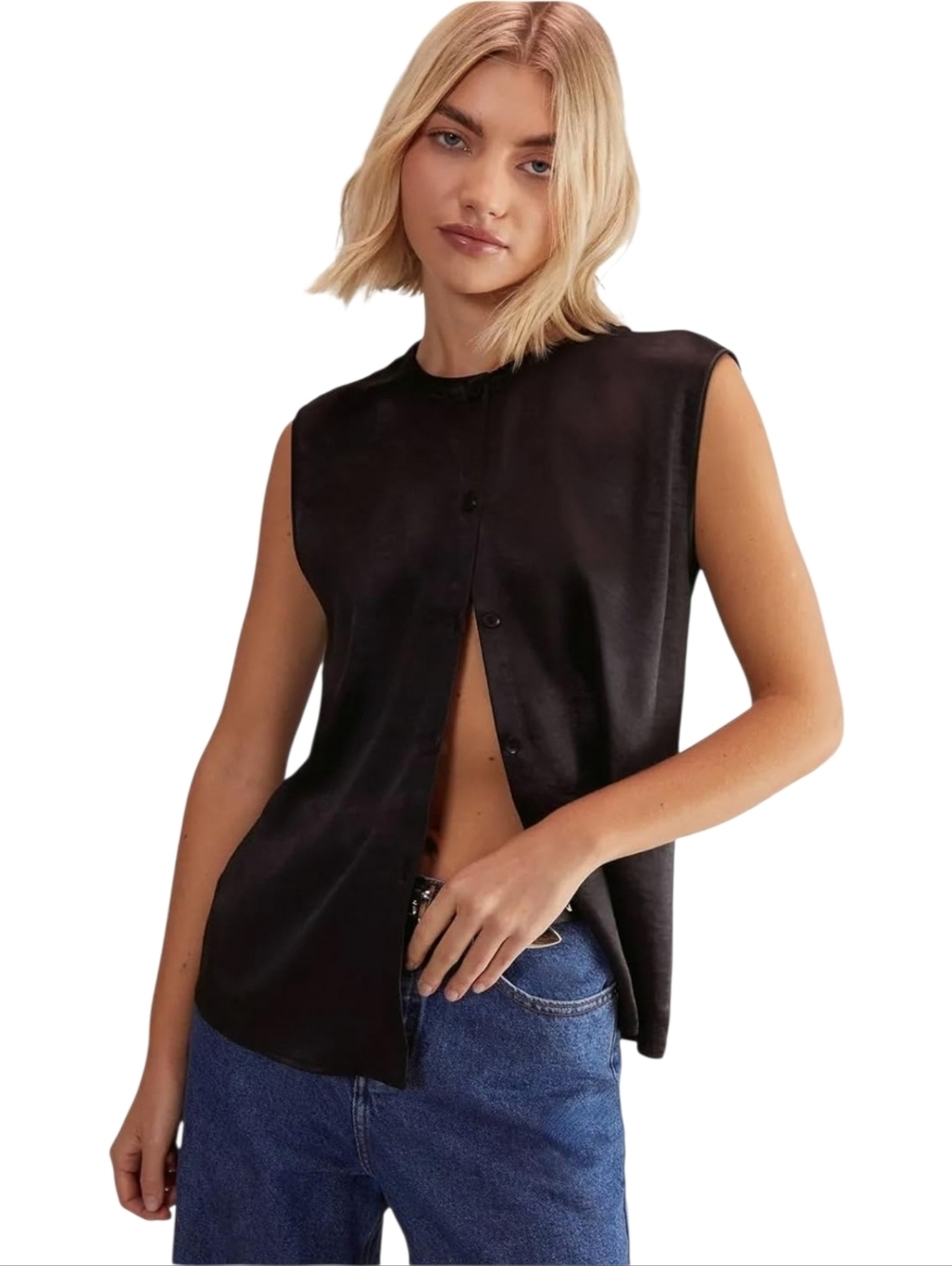 Nasty Gal Textured Button Through Vest